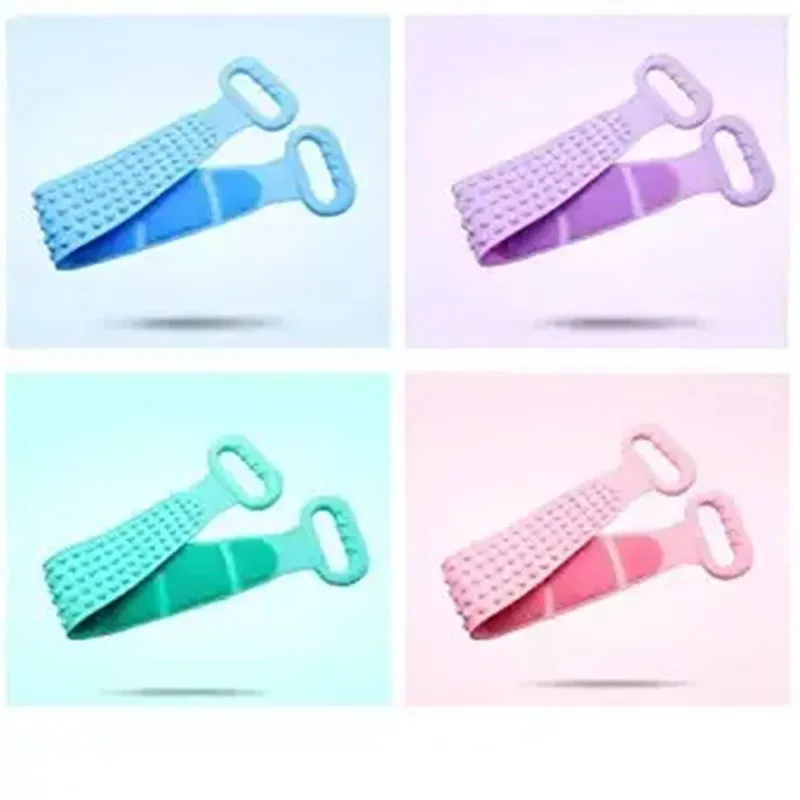 Body Wash Silicone Body Scrubber Belt Double Side Shower Belt - Image 3