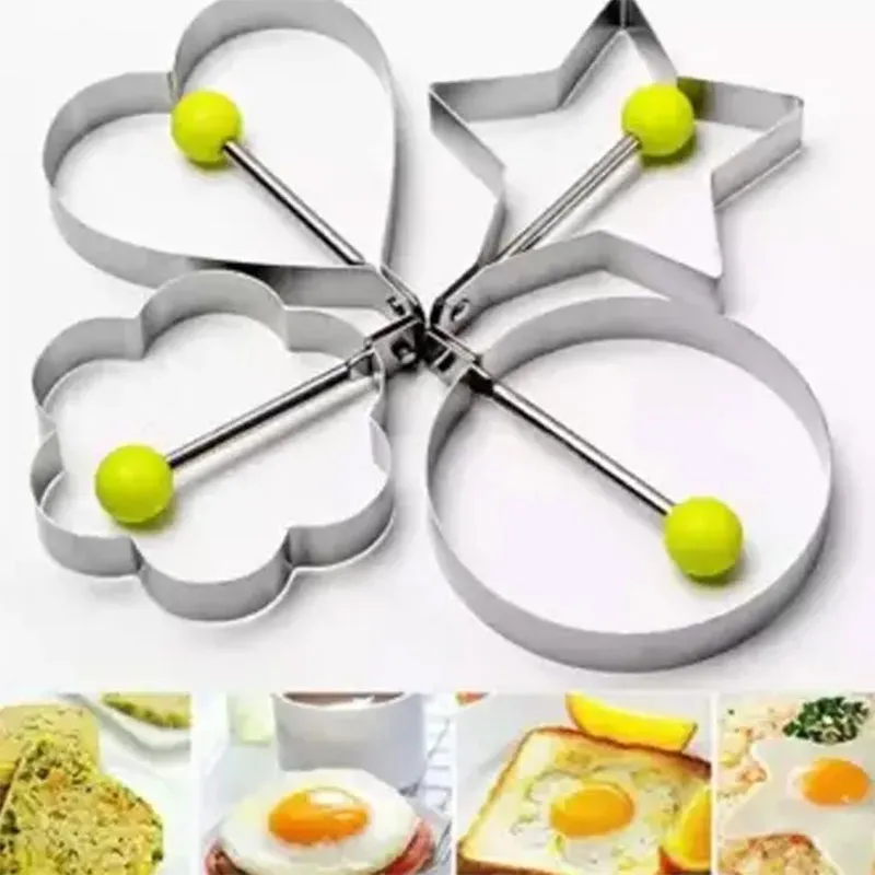 Fried Egg Mold, Pack of 4 Stainless Steel Egg Ring Egg Shaper Pancake Mold - Image 3